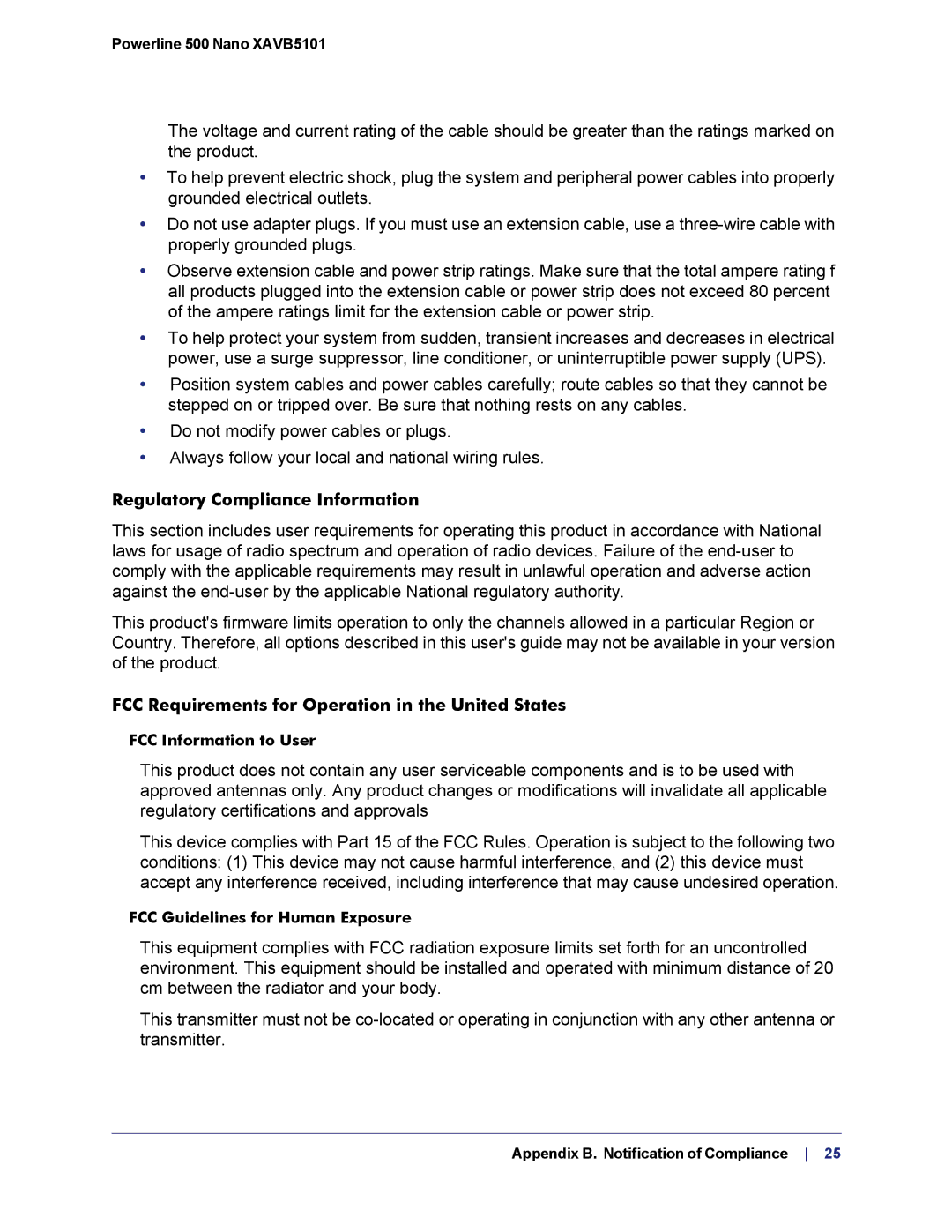 NETGEAR XAVB5101-100PAS user manual Regulatory Compliance Information 