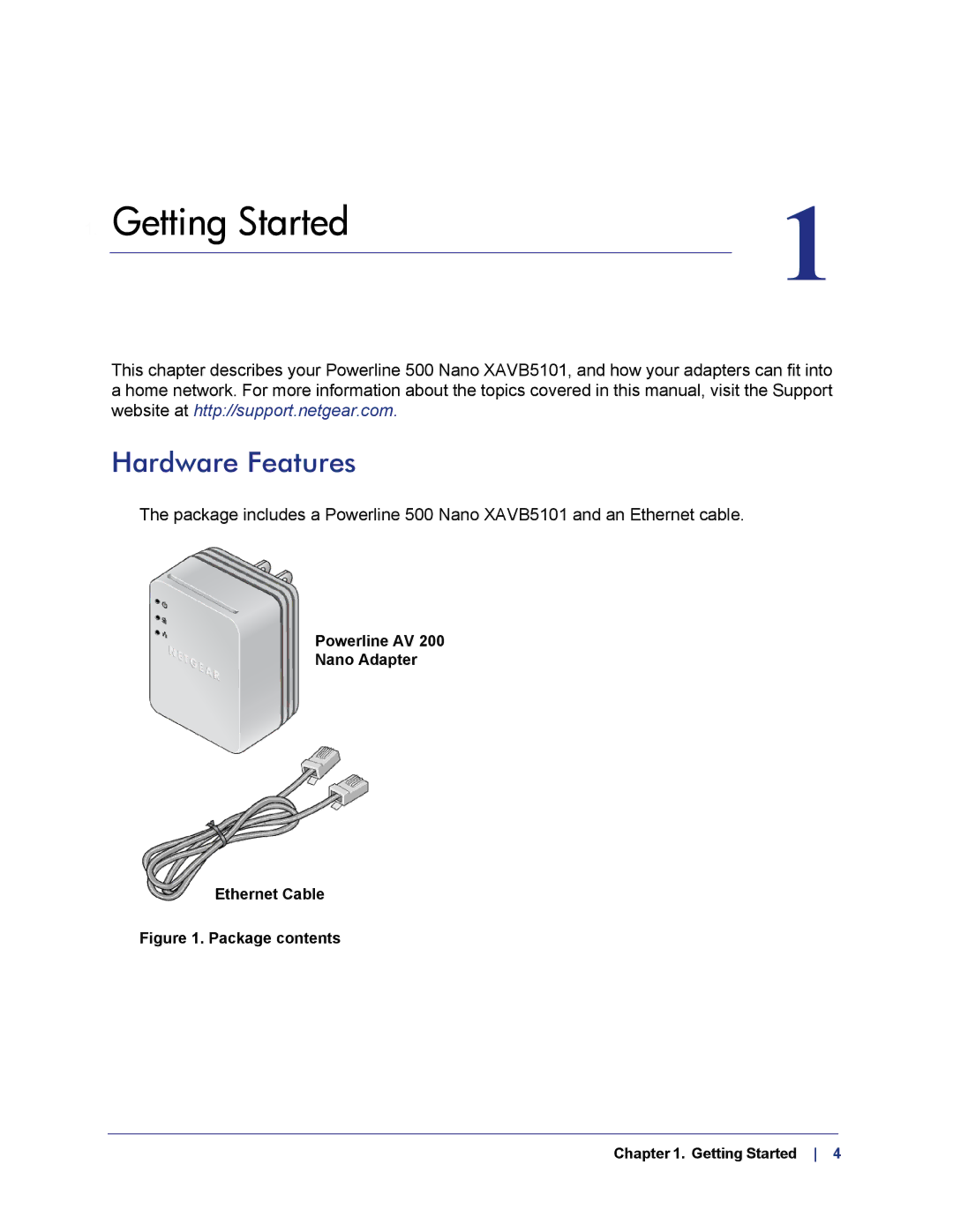 NETGEAR XAVB5101-100PAS user manual Getting Started, Hardware Features 