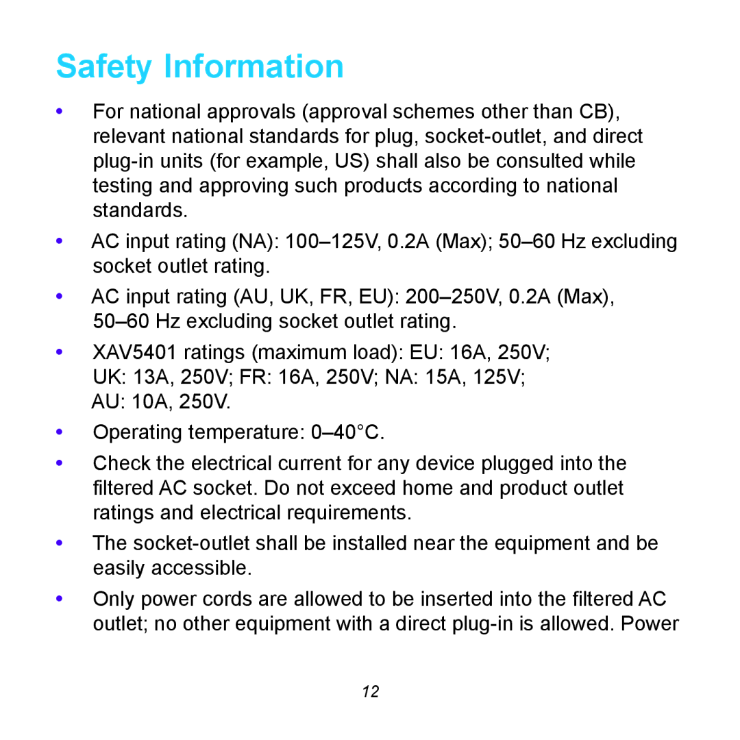 NETGEAR XAVB5401 manual Safety Information 