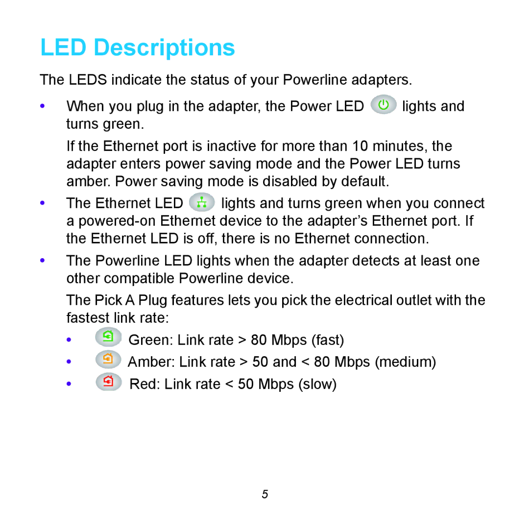 NETGEAR XAVB5401 manual LED Descriptions 