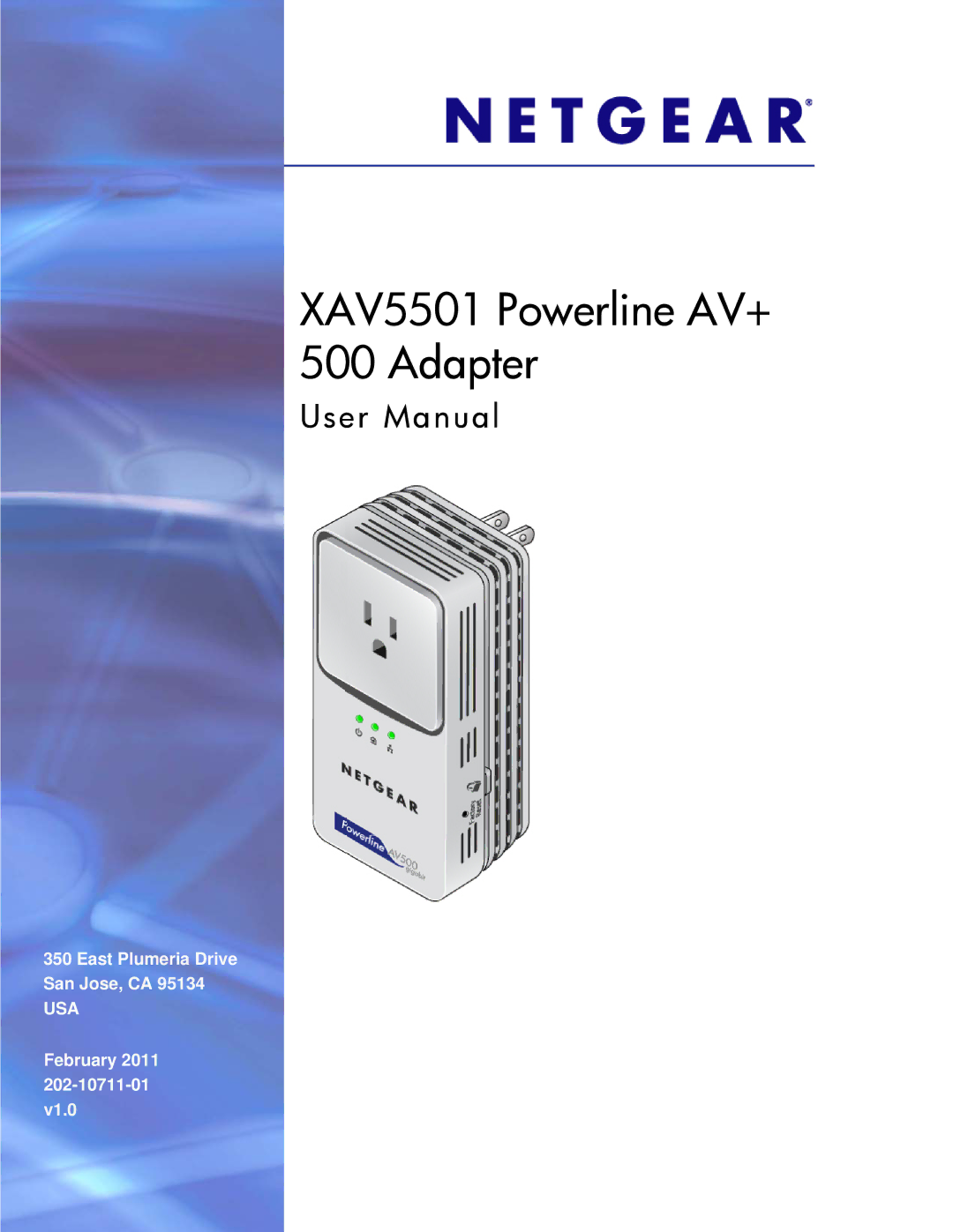 NETGEAR XAV5501-100NAS, XAVB5501-100NAS user manual XAV5501 Powerline AV+ Adapter 