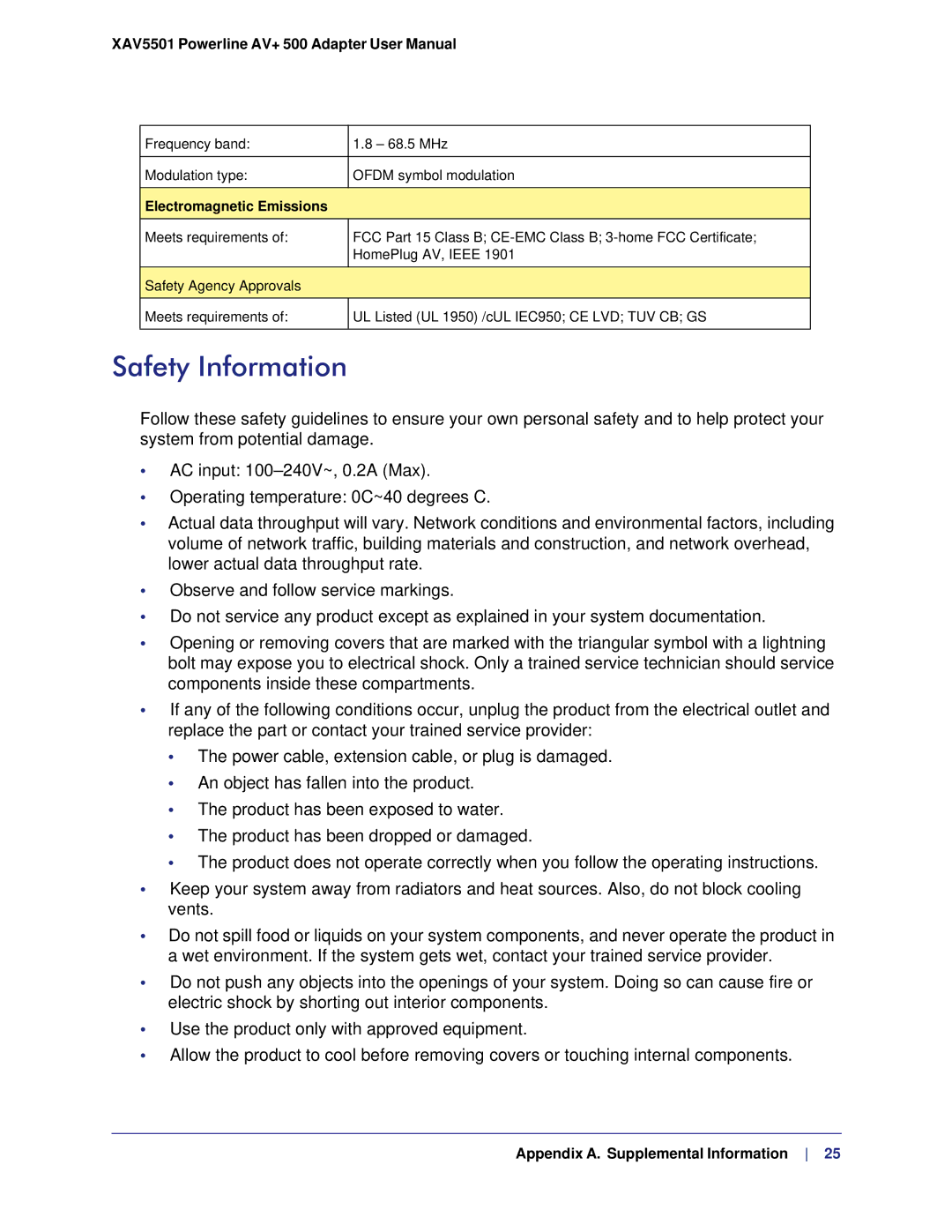 NETGEAR XAV5501-100NAS, XAVB5501-100NAS user manual Safety Information, Electromagnetic Emissions 