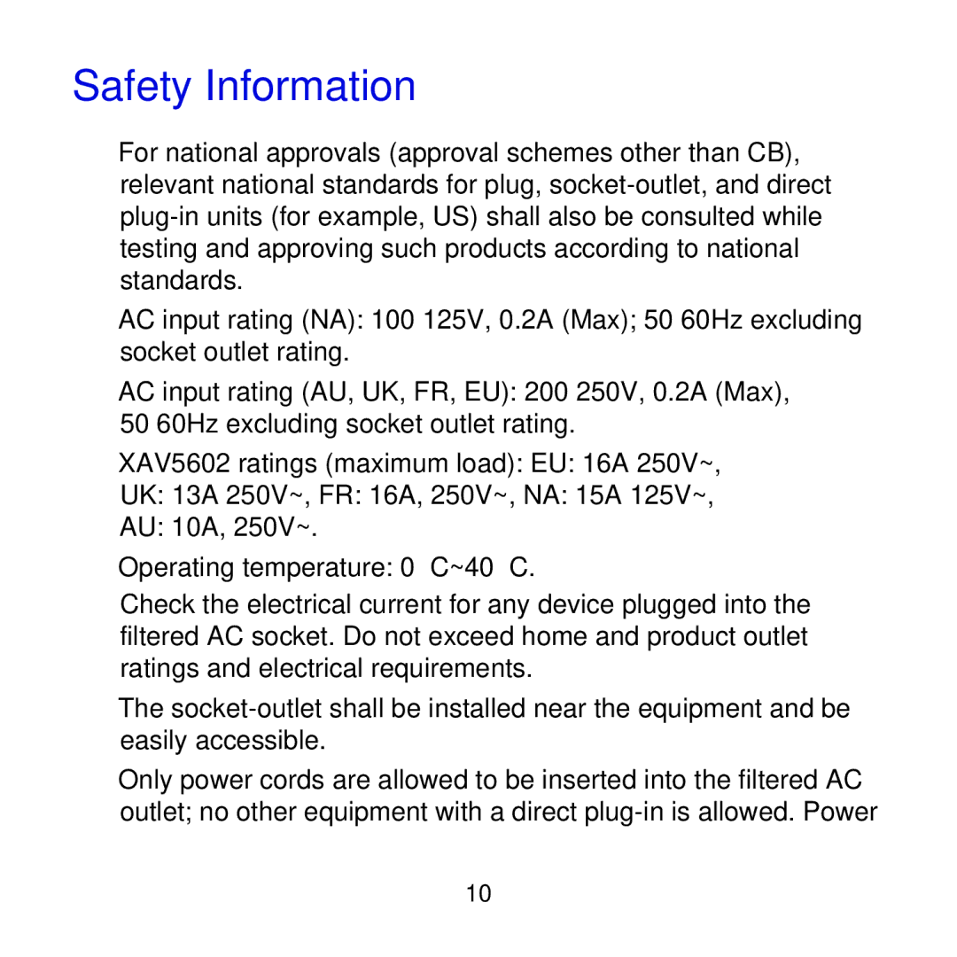 NETGEAR XAVB5602-100NAS manual Safety Information 