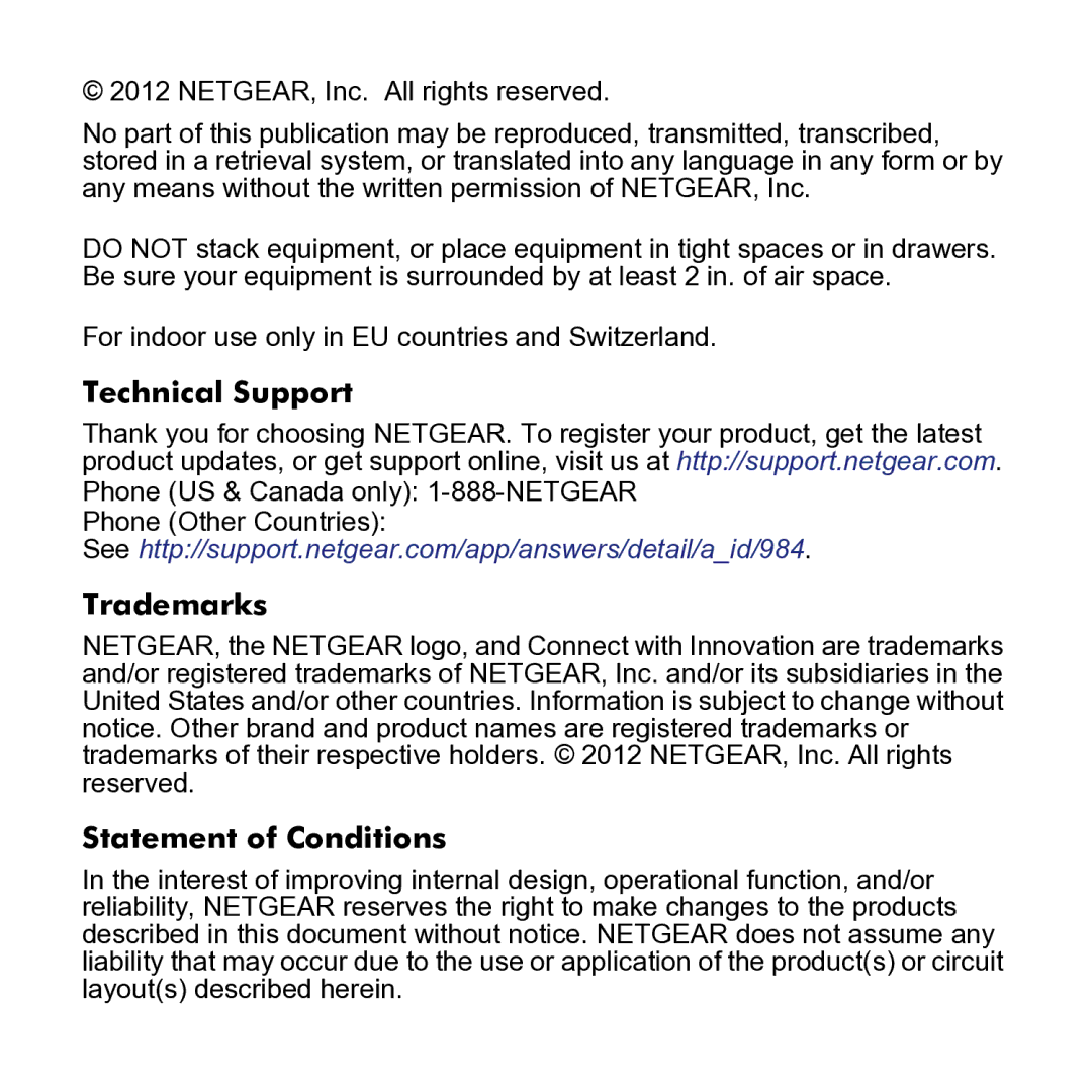 NETGEAR XAVB5602-100NAS manual Technical Support 