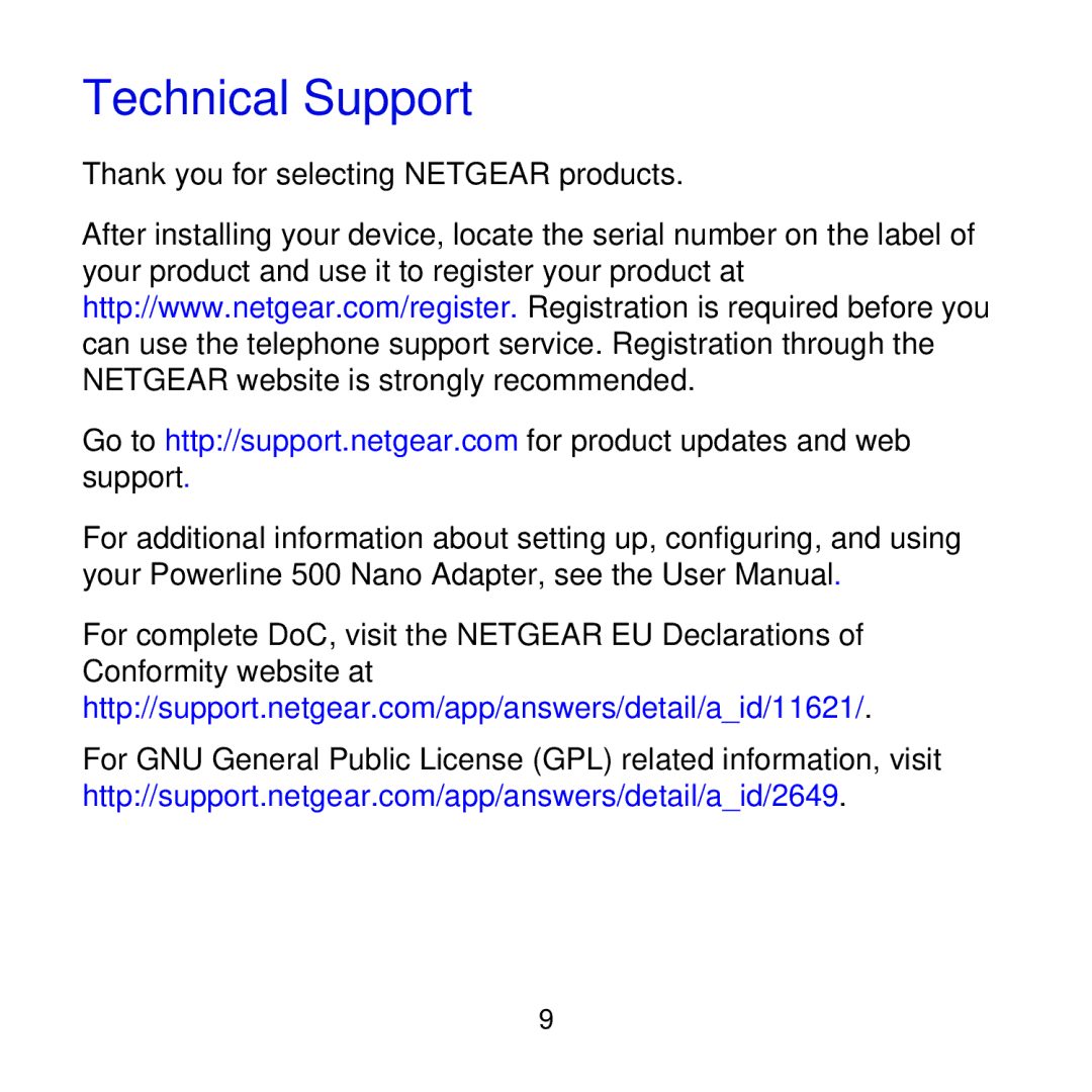 NETGEAR XAVB5602-100NAS manual Technical Support 