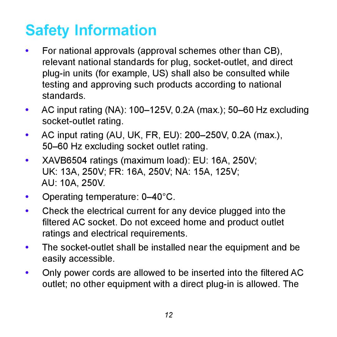 NETGEAR XAVB6504 manual Safety Information 