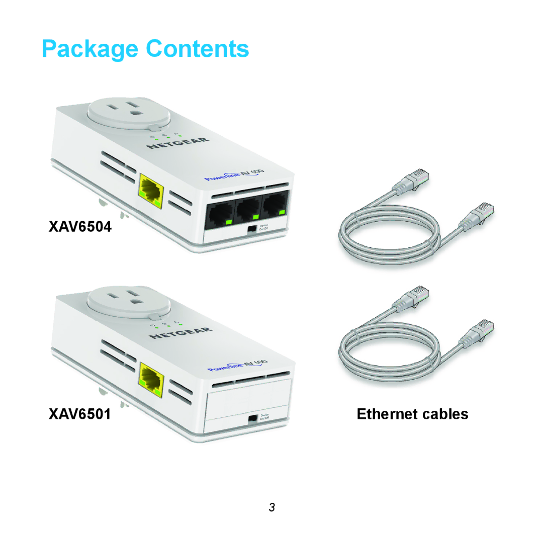 NETGEAR XAVB6504 manual Package Contents 