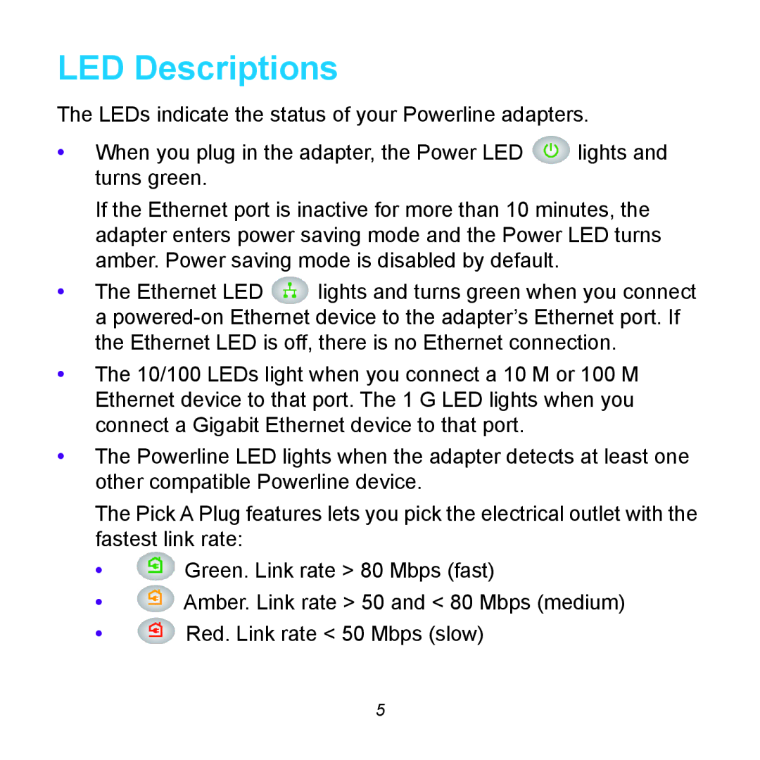 NETGEAR XAVB6504 manual LED Descriptions 