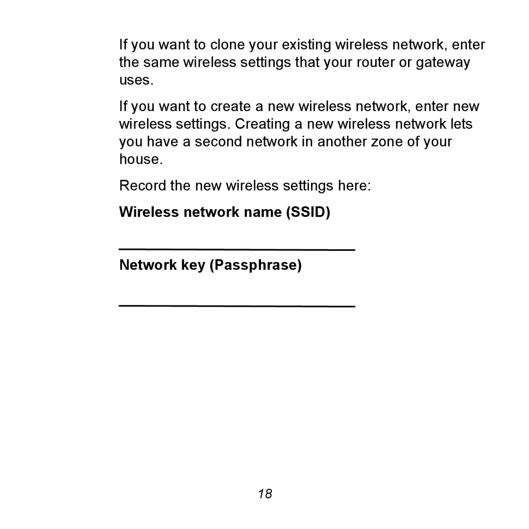 NETGEAR XAVN2001 manual Wireless network name Ssid Network key Passphrase 