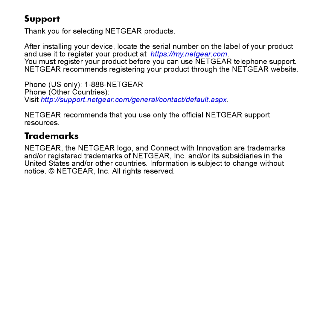 NETGEAR XAVNB2001 manual Support 