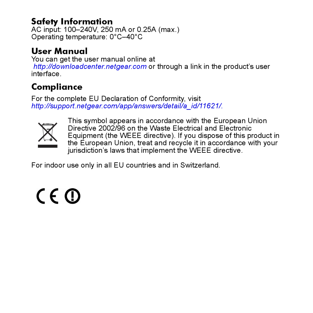 NETGEAR XAVNB2001 manual Safety Information 