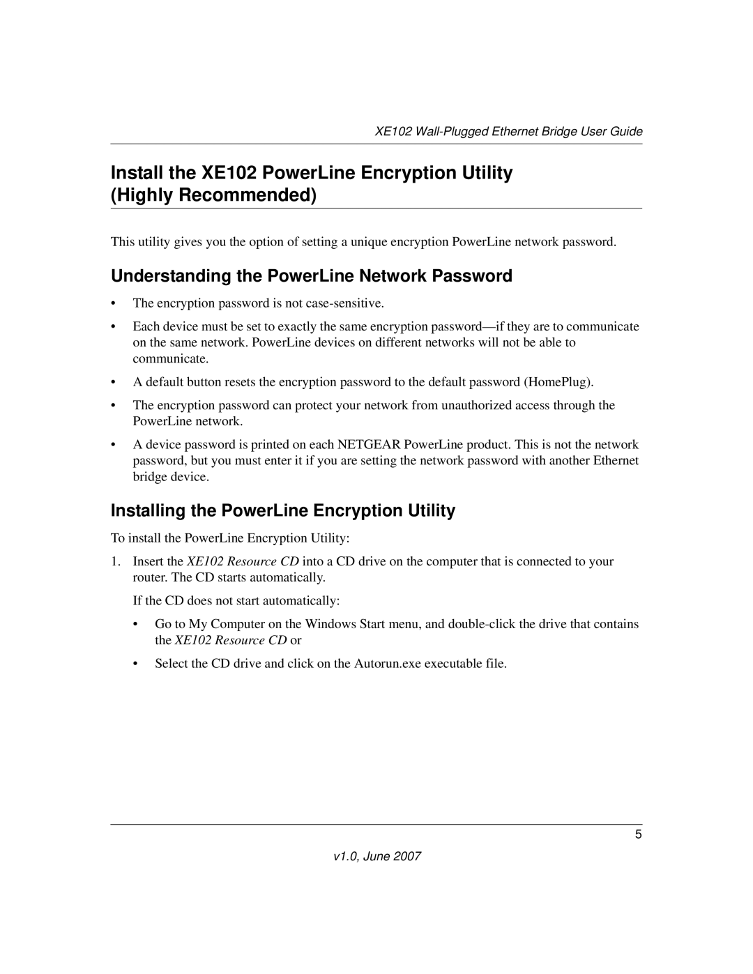 NETGEAR XE102 manual Understanding the PowerLine Network Password, Installing the PowerLine Encryption Utility 