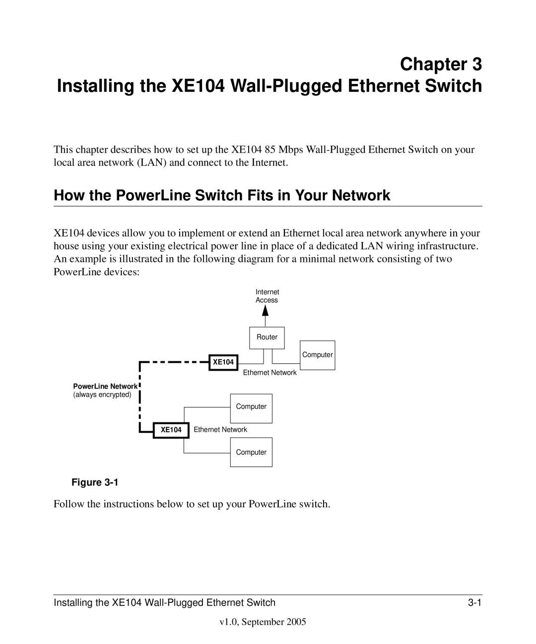 NETGEAR manual Installing the XE104 Wall-Plugged Ethernet Switch, How the PowerLine Switch Fits in Your Network 