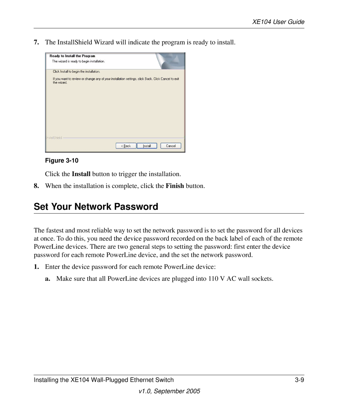 NETGEAR XE104 manual Set Your Network Password 