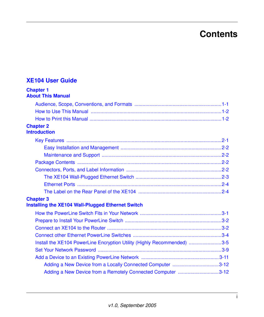 NETGEAR XE104 manual Contents 