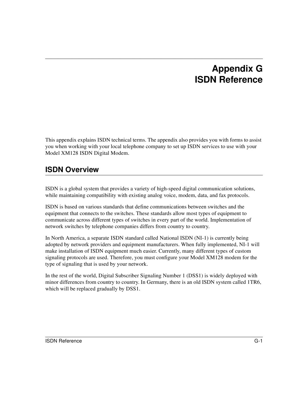 NETGEAR XM128 ISDN manual Appendix G Isdn Reference, Isdn Overview 