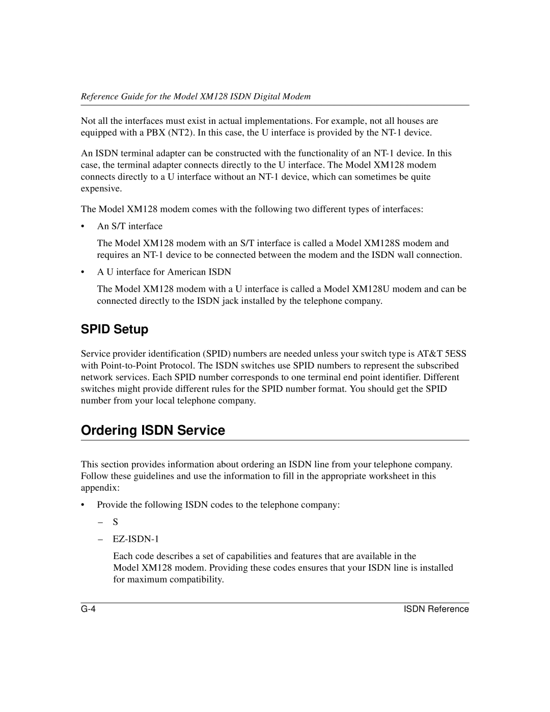 NETGEAR XM128 ISDN manual Ordering Isdn Service, Spid Setup 