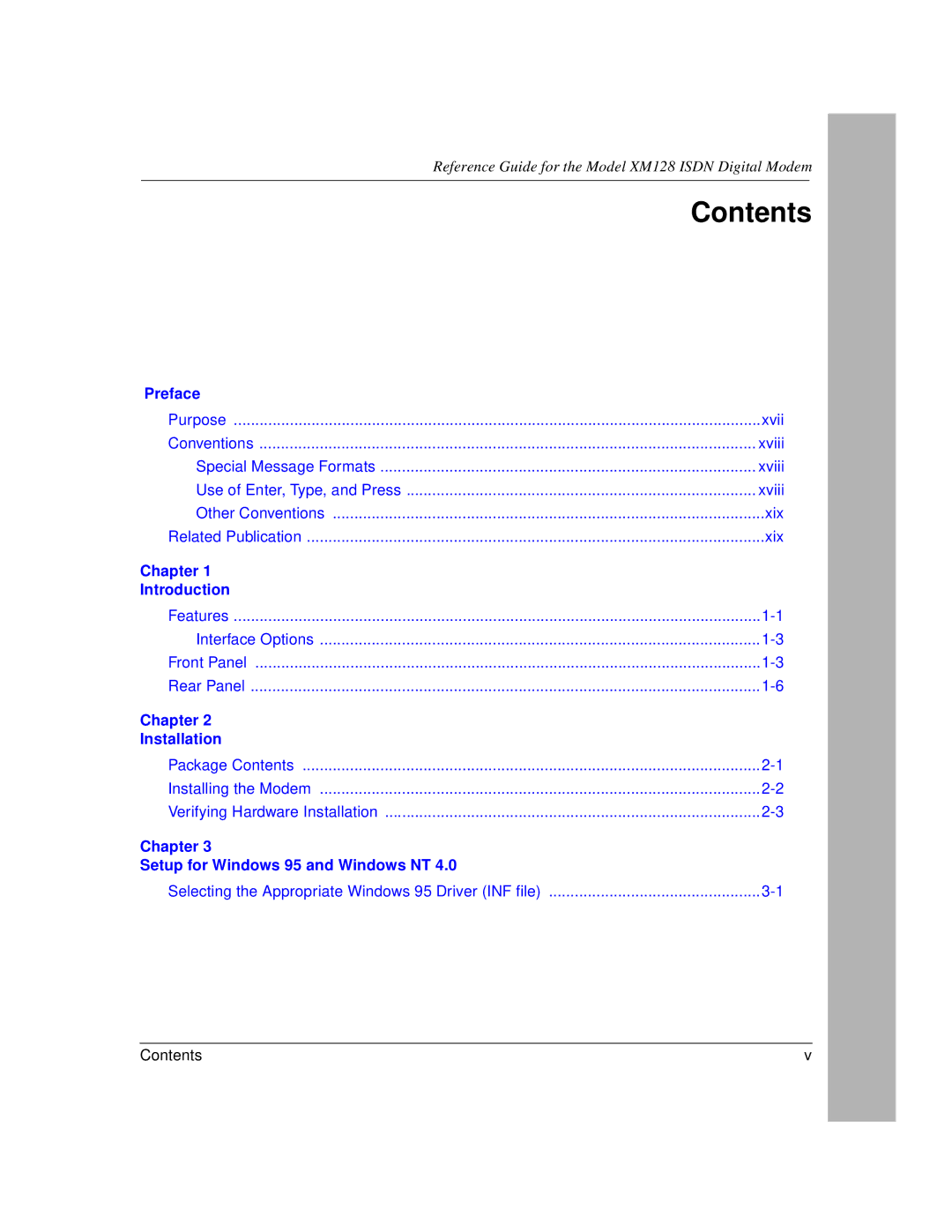 NETGEAR XM128 ISDN manual Contents 