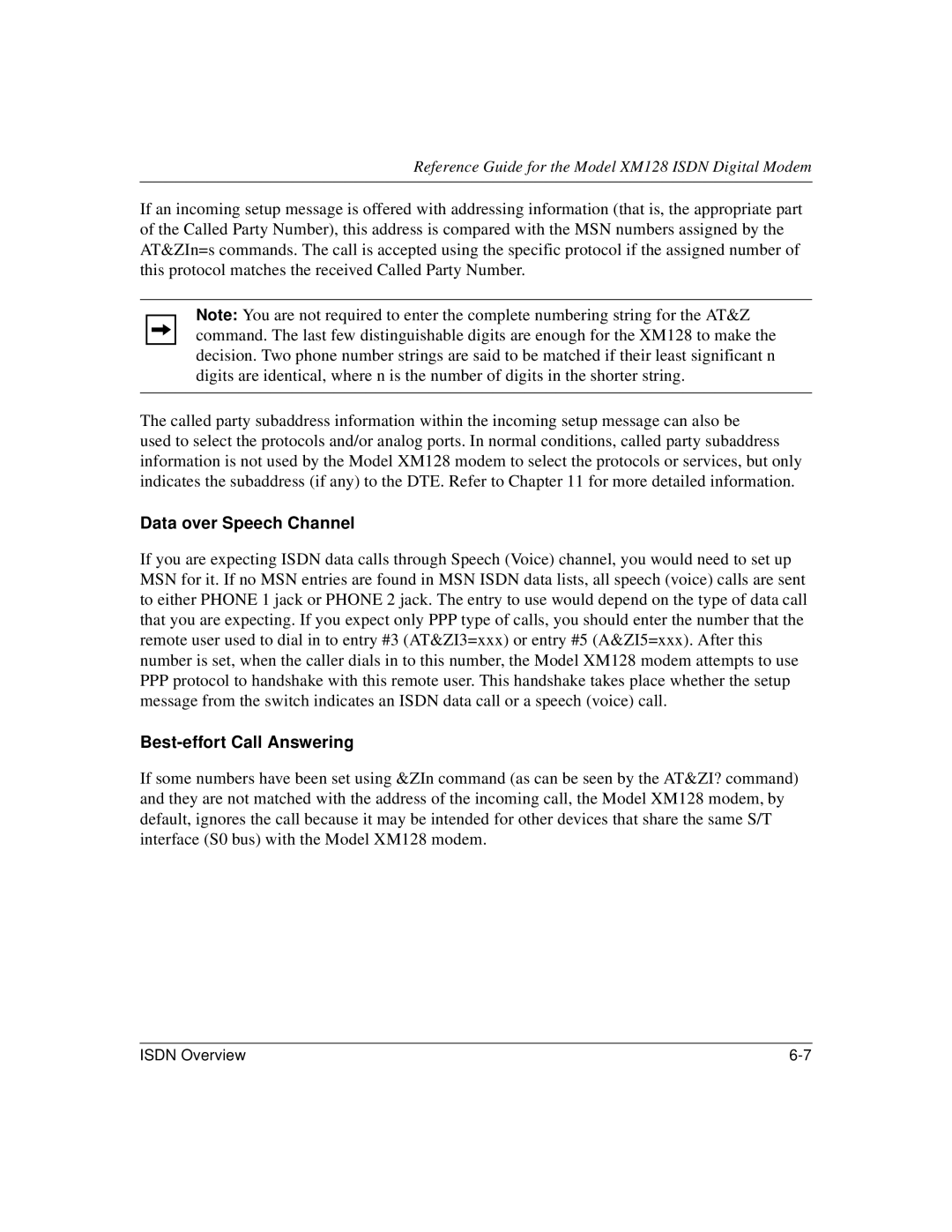 NETGEAR XM128 ISDN manual Data over Speech Channel, Best-effort Call Answering 