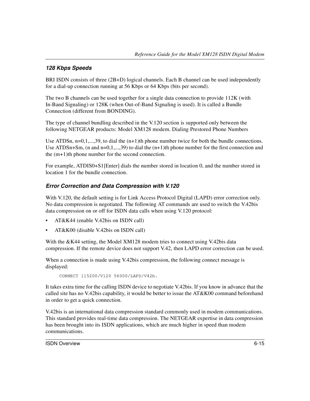 NETGEAR XM128 ISDN manual Kbps Speeds 