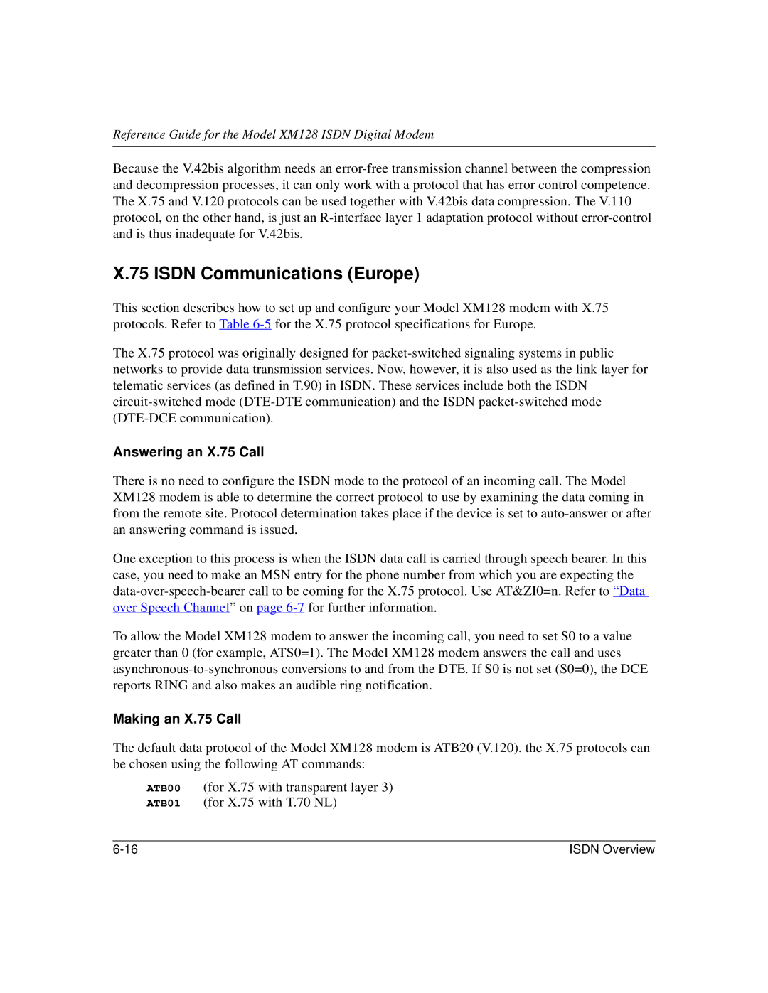 NETGEAR XM128 ISDN manual Isdn Communications Europe, Answering an X.75 Call, Making an X.75 Call 