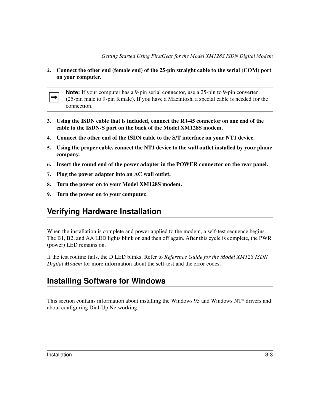 NETGEAR XM128S manual Verifying Hardware Installation, Installing Software for Windows 