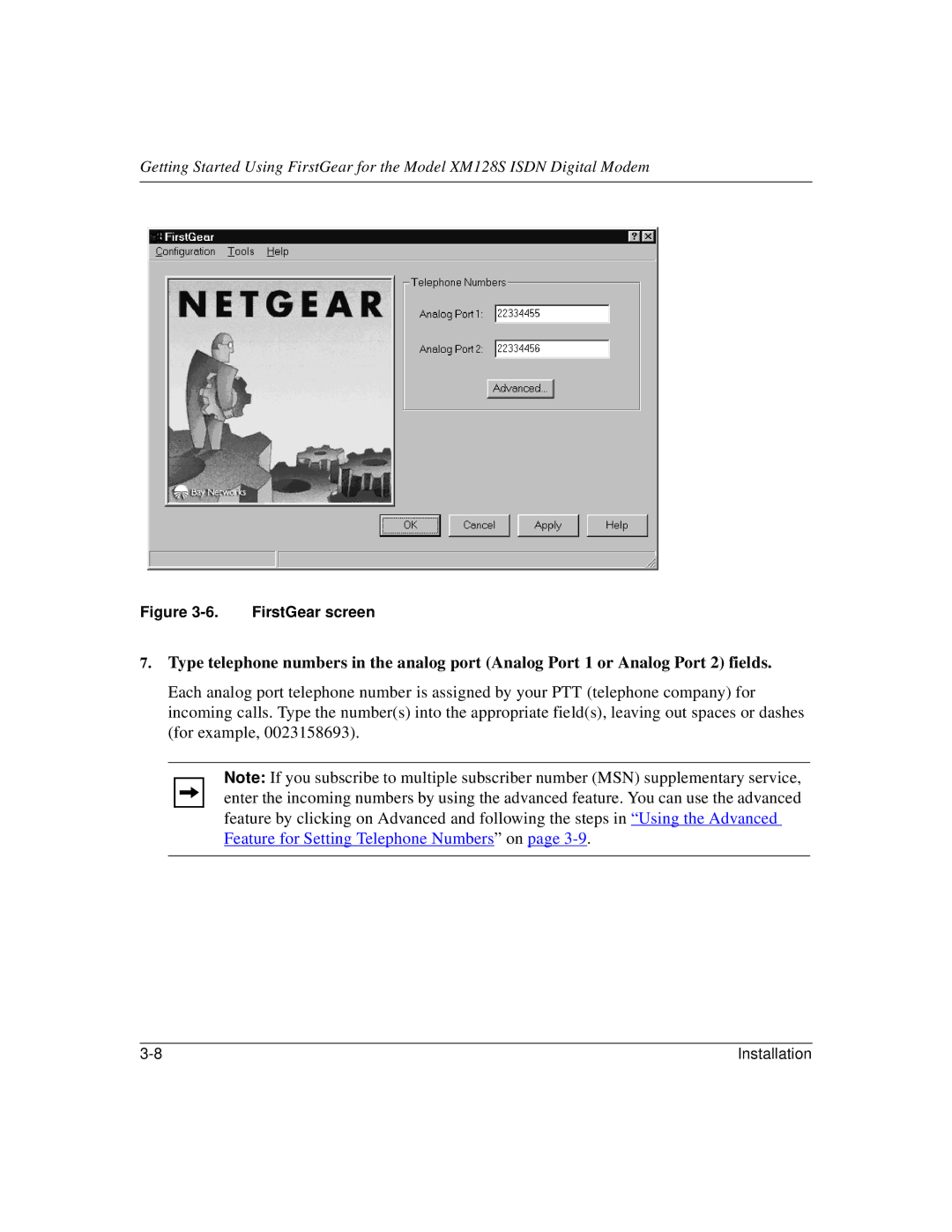 NETGEAR XM128S manual FirstGear screen 