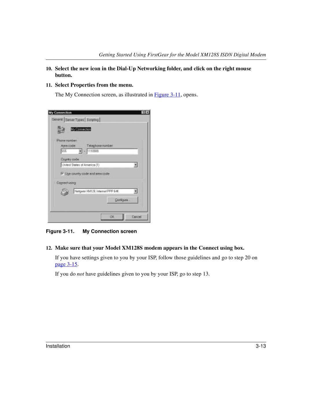 NETGEAR XM128S manual Select Properties from the menu 