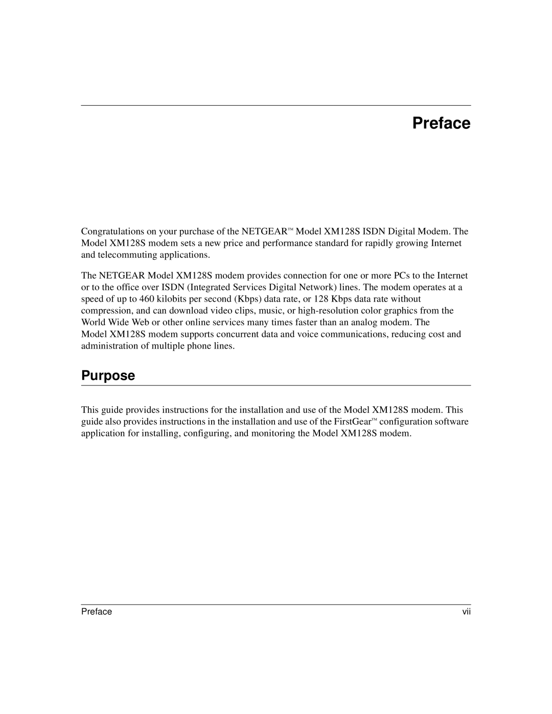 NETGEAR XM128S manual Preface, Purpose 