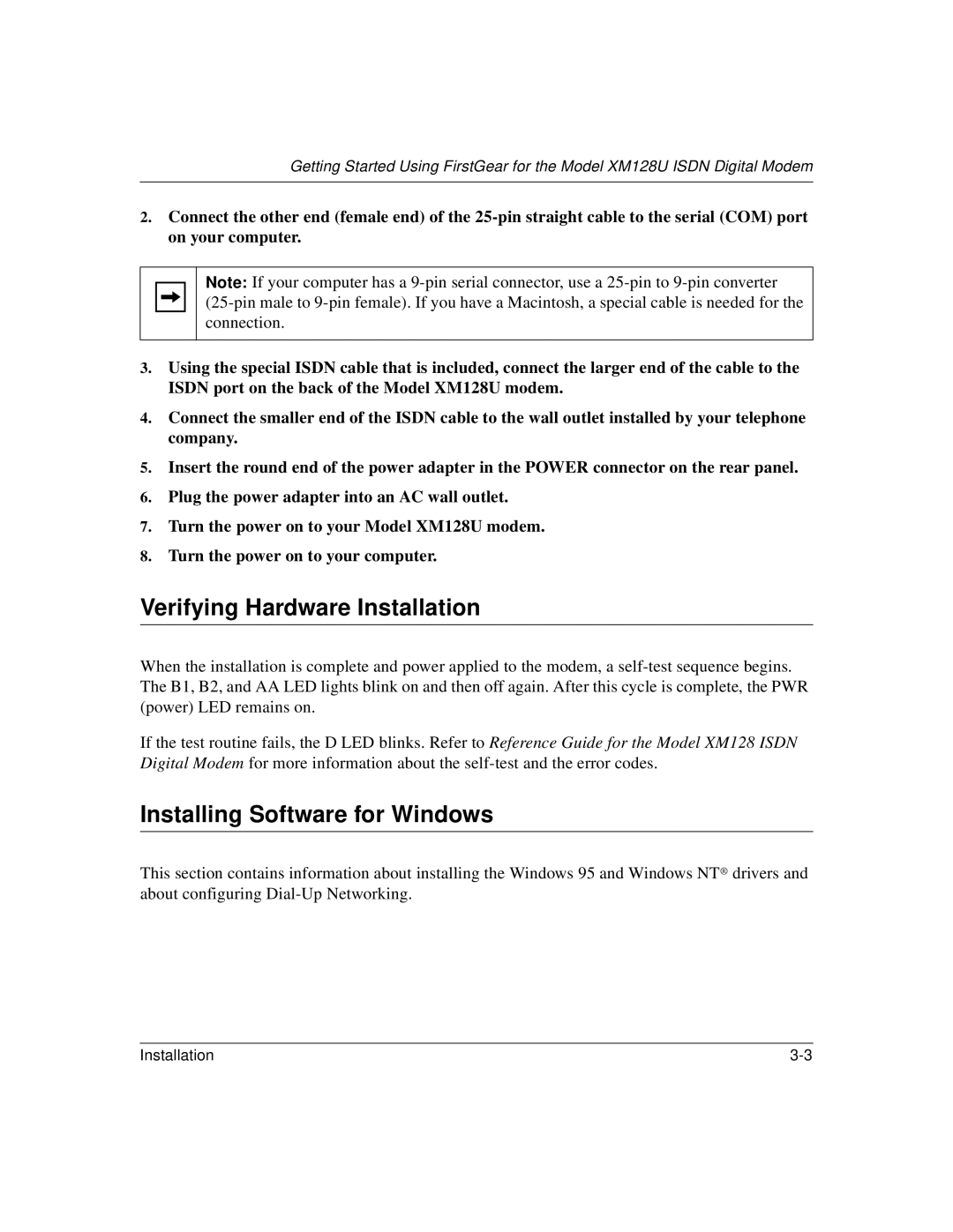 NETGEAR XM128U manual Verifying Hardware Installation, Installing Software for Windows 