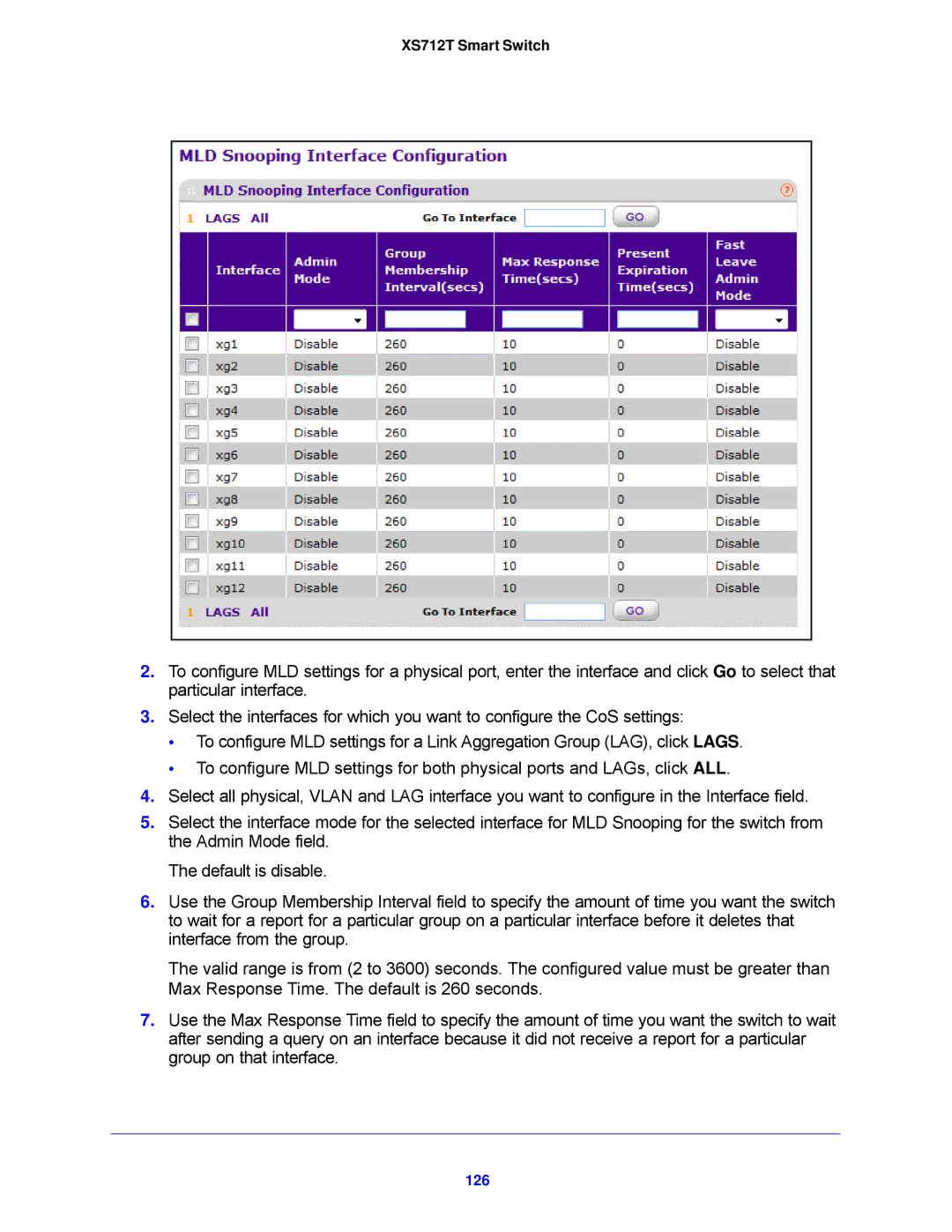 NETGEAR XS712T-100NES manual 126 