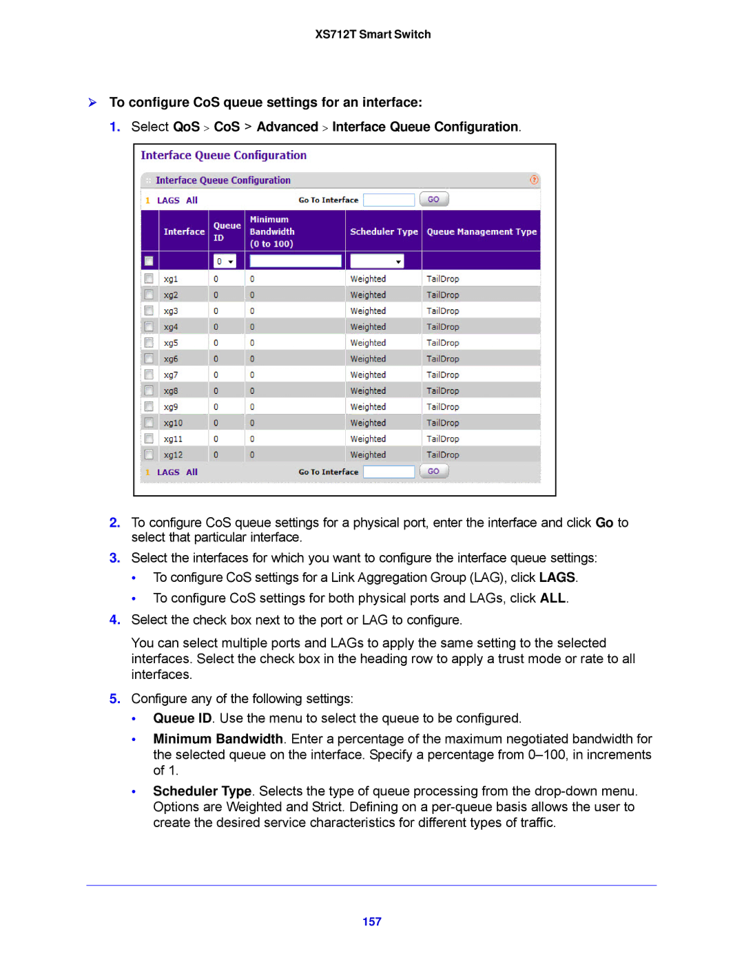 NETGEAR XS712T-100NES manual 157 