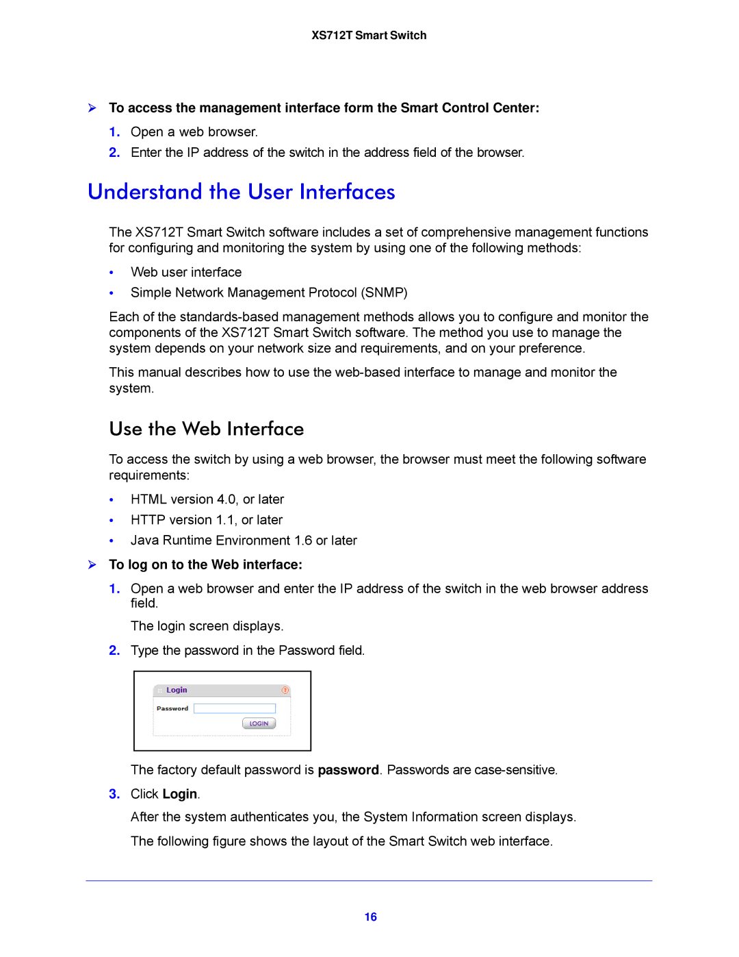 NETGEAR XS712T-100NES manual Understand the User Interfaces, Use the Web Interface,  To log on to the Web interface 