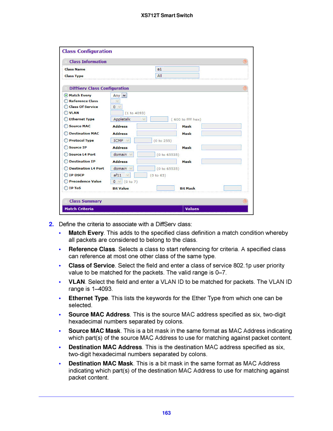 NETGEAR XS712T-100NES manual 163 