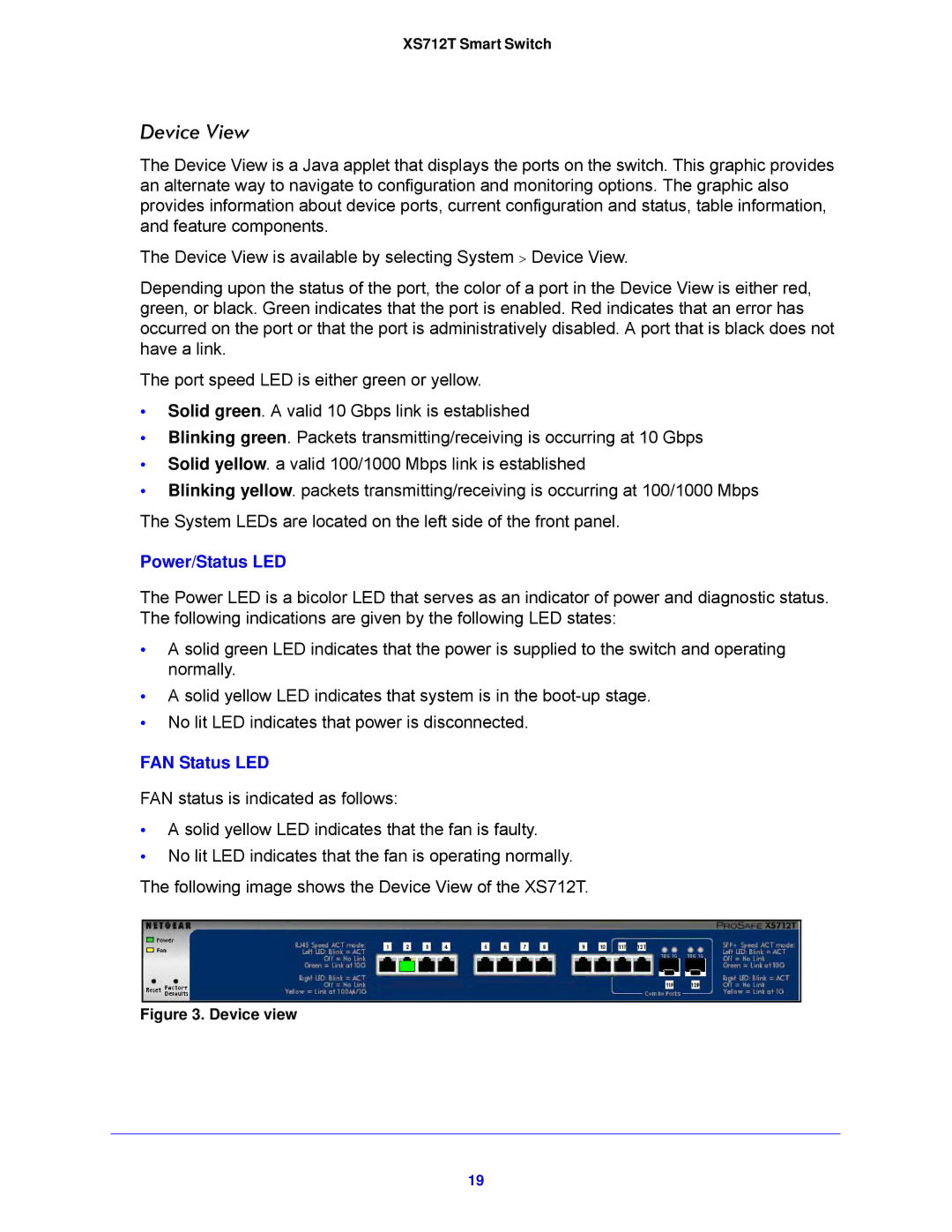 NETGEAR XS712T-100NES manual Device View, Device view 