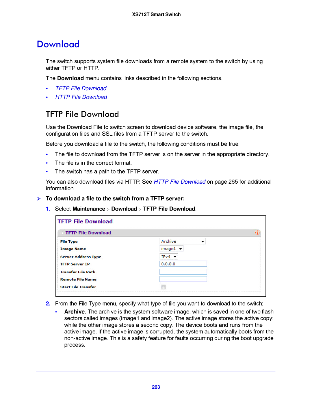 NETGEAR XS712T-100NES manual Tftp File Download, 263 