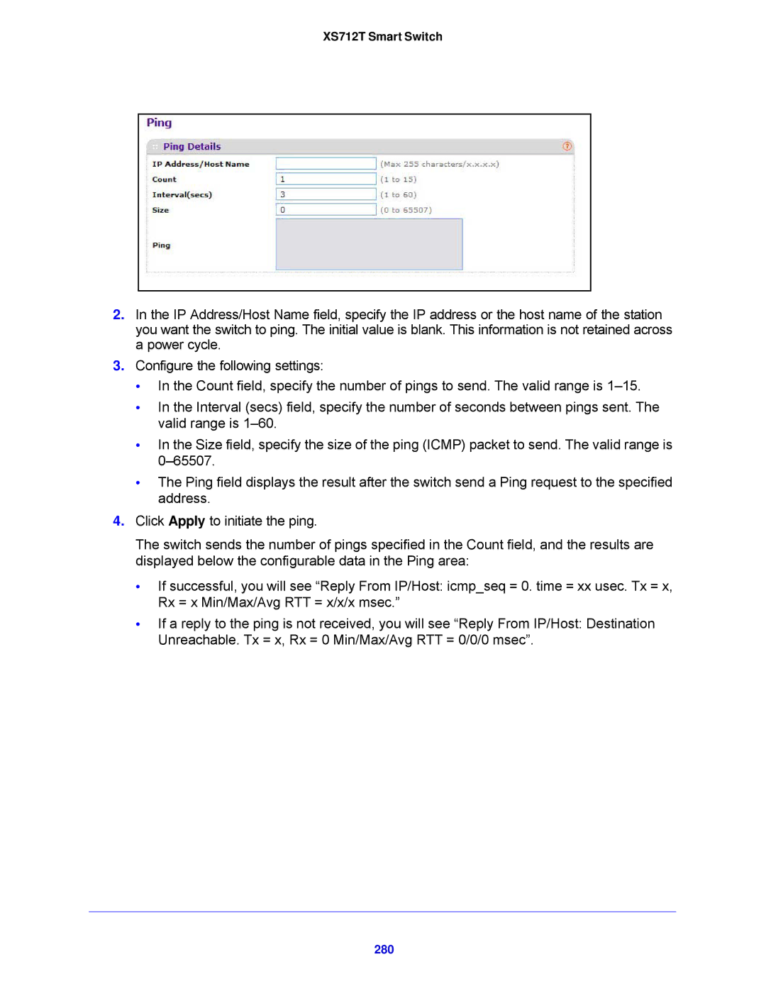 NETGEAR XS712T-100NES manual 280 