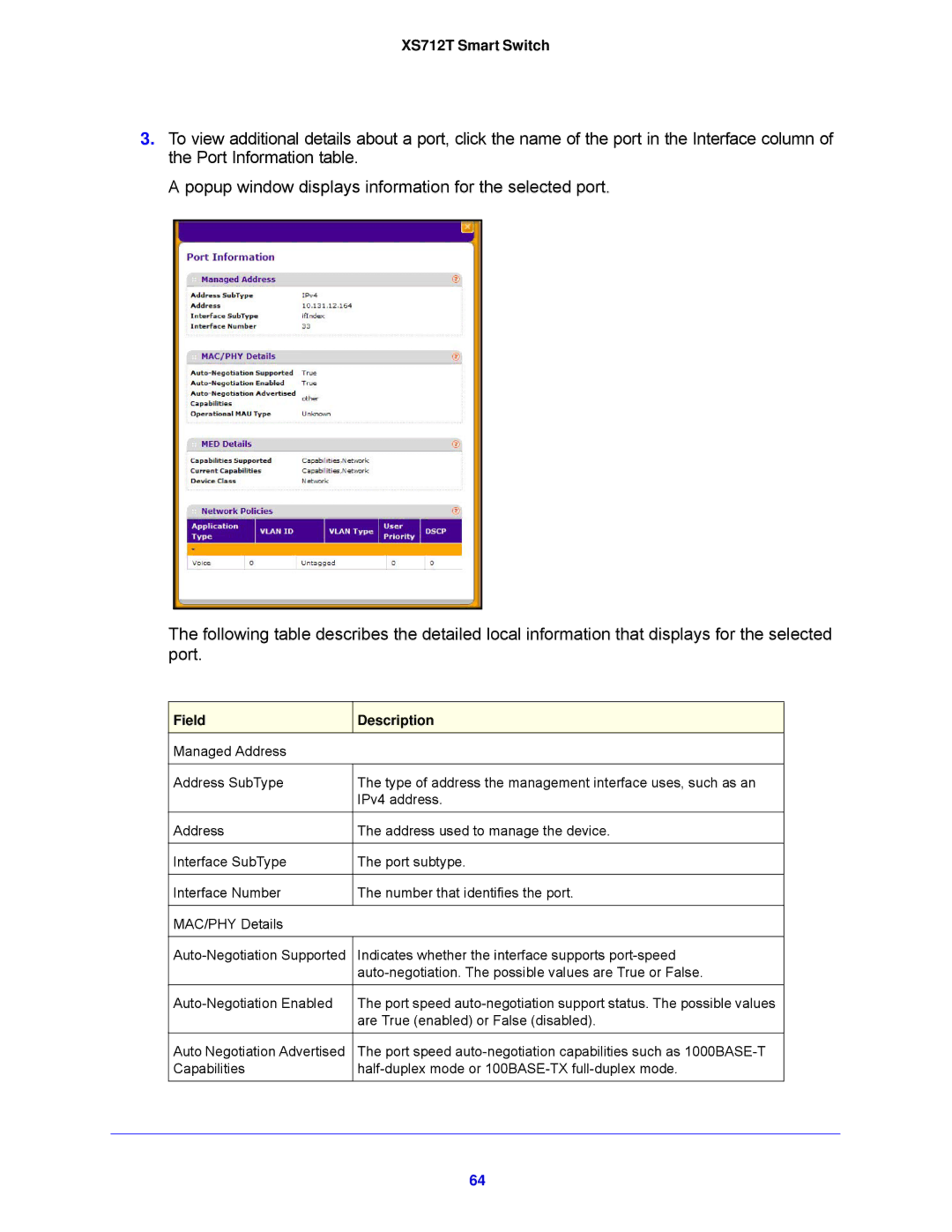 NETGEAR XS712T-100NES manual Are True enabled or False disabled 