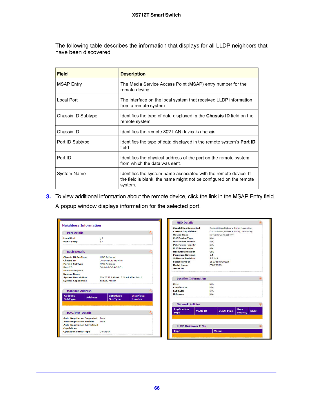 NETGEAR XS712T-100NES manual Field 