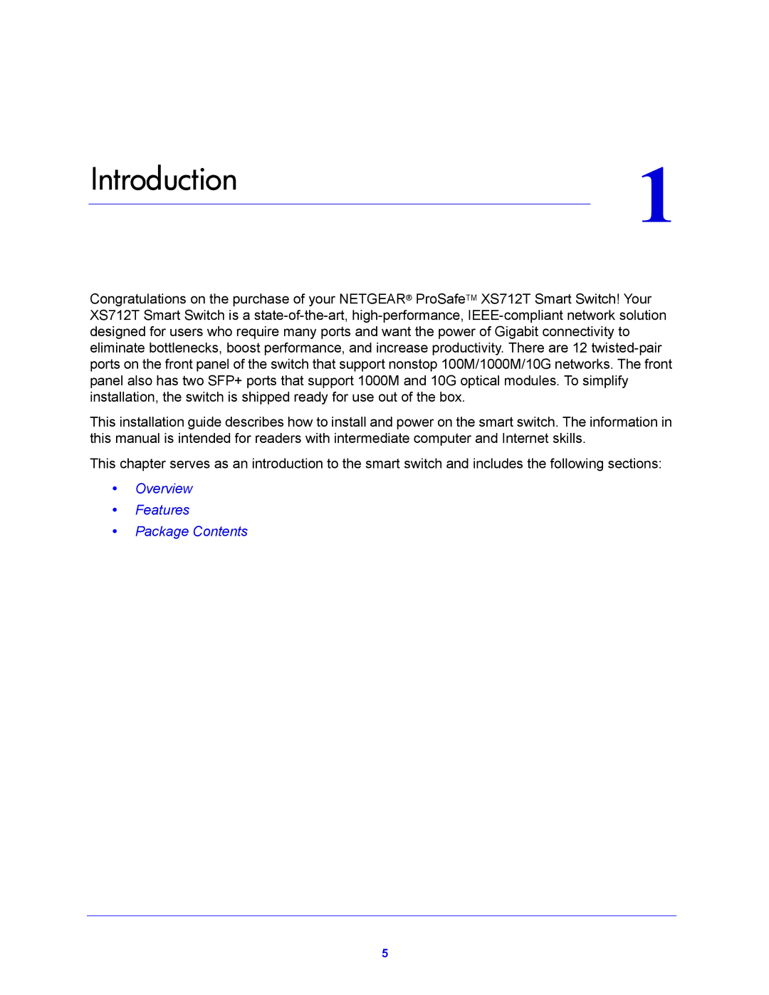 NETGEAR XS712T manual Introduction 