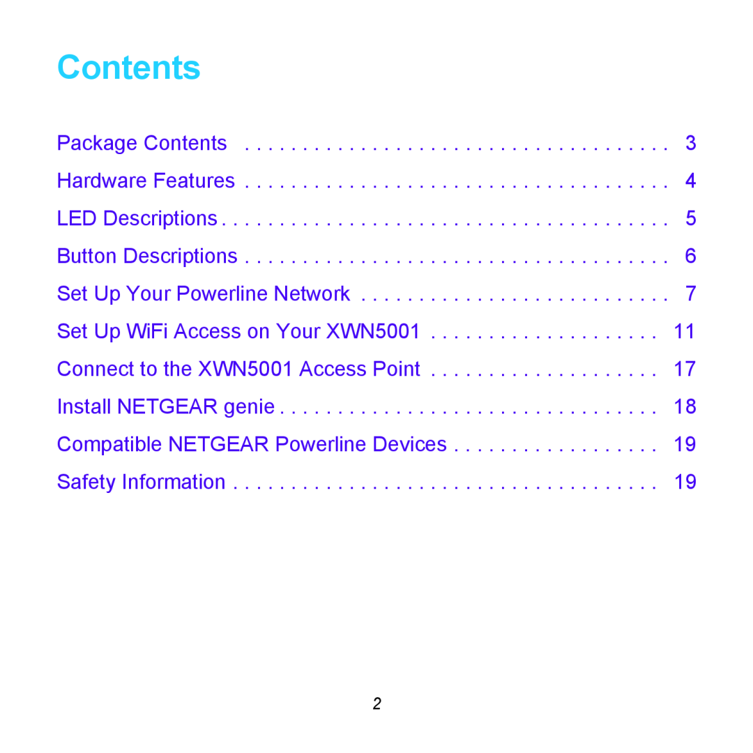 NETGEAR XWNB5602 manual Contents 