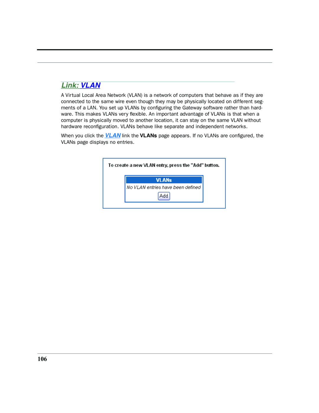 Netopia 2200 manual Link Vlan, 106 