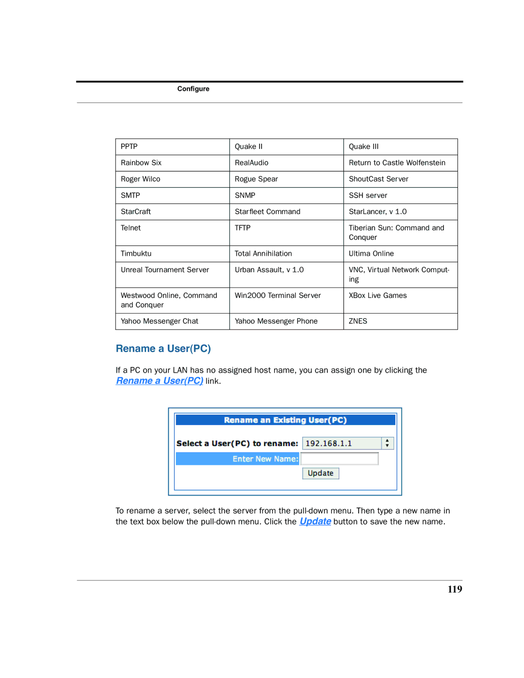 Netopia 2200 manual Rename a UserPC, 119 