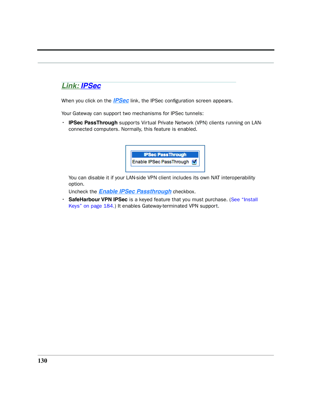 Netopia 2200 manual Link IPSec, 130 