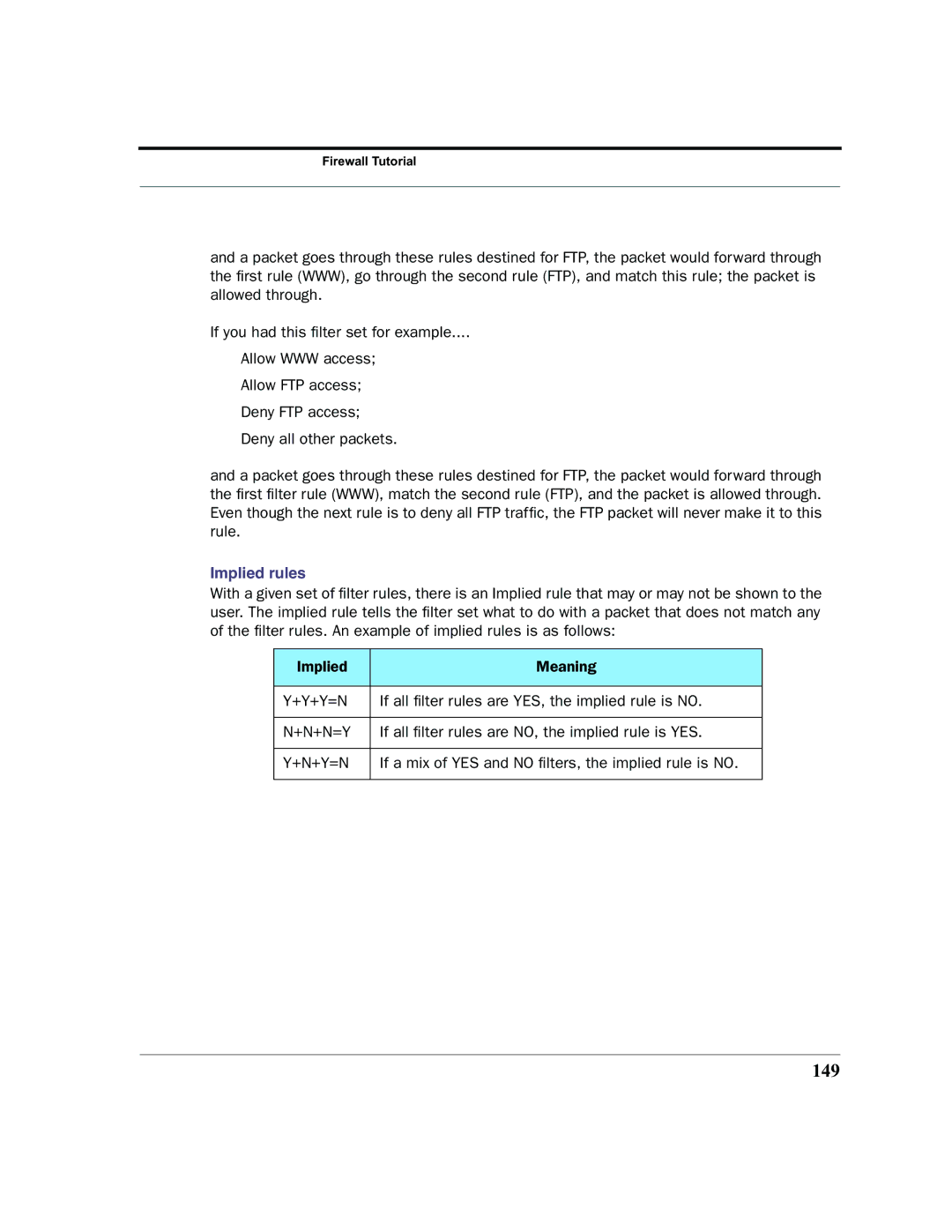 Netopia 2200 manual 149, Implied rules 