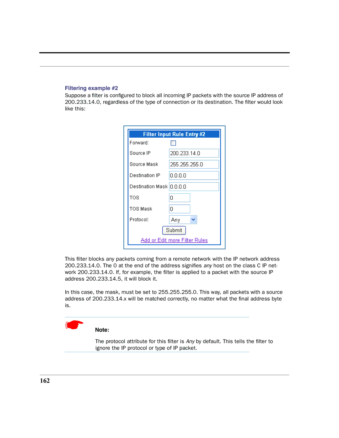 Netopia 2200 manual 162, Filtering example #2 