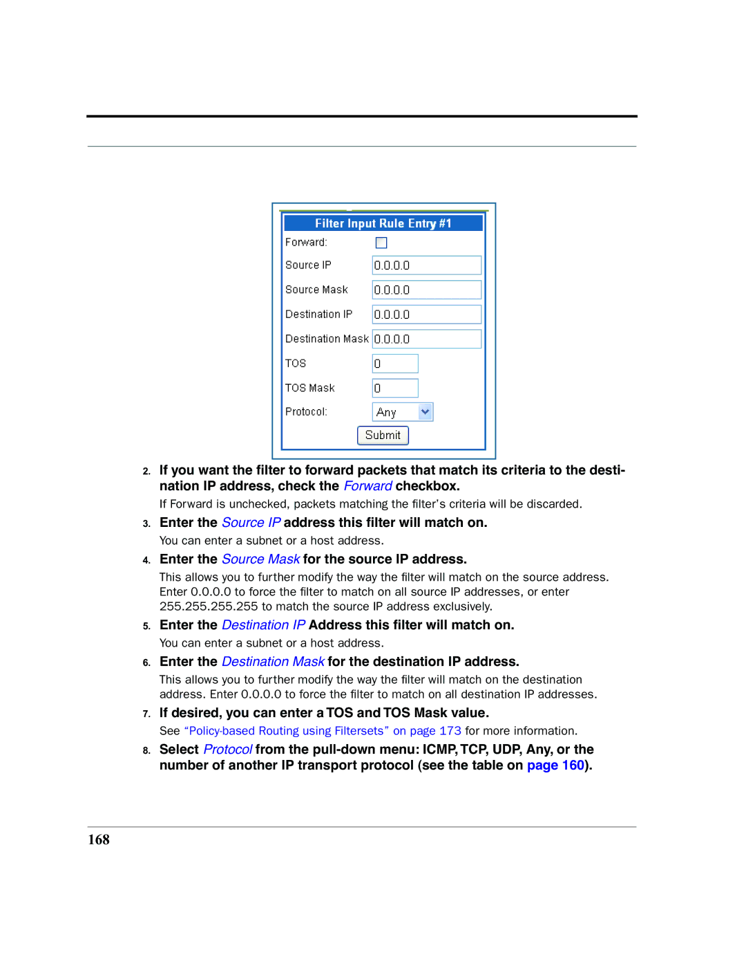 Netopia 2200 manual 168, Enter the Source Mask for the source IP address 