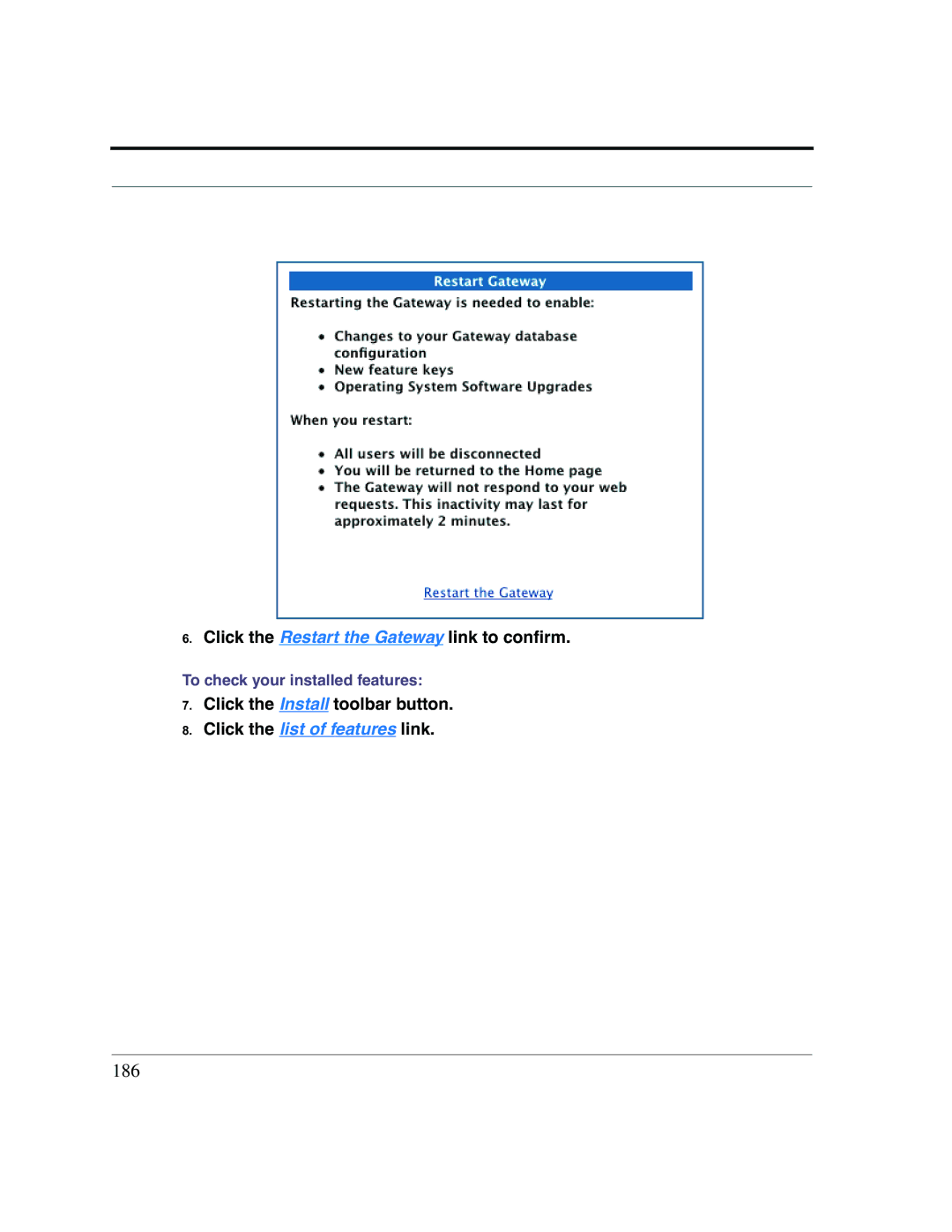 Netopia 2200 manual 186, To check your installed features 