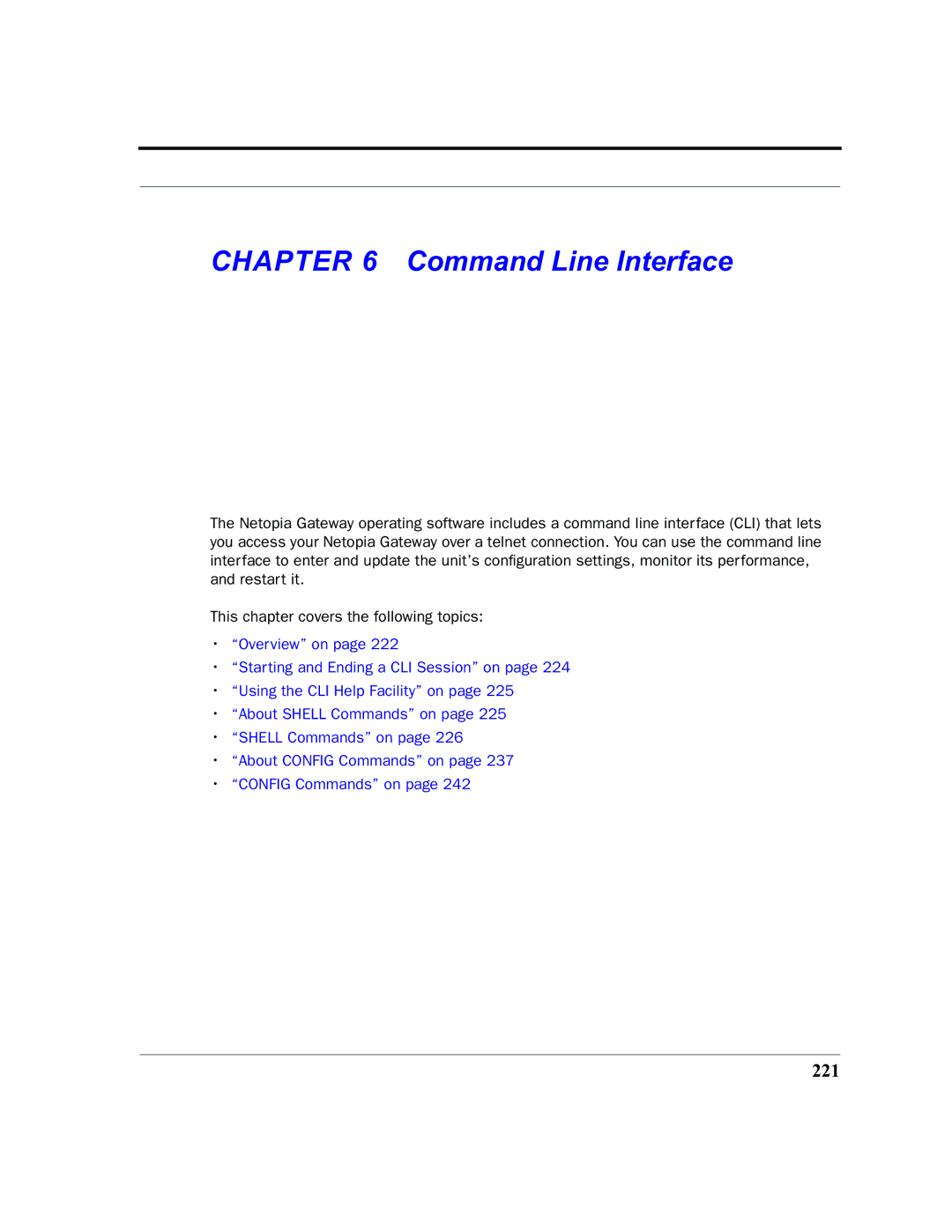 Netopia 2200 manual Command Line Interface, 221 