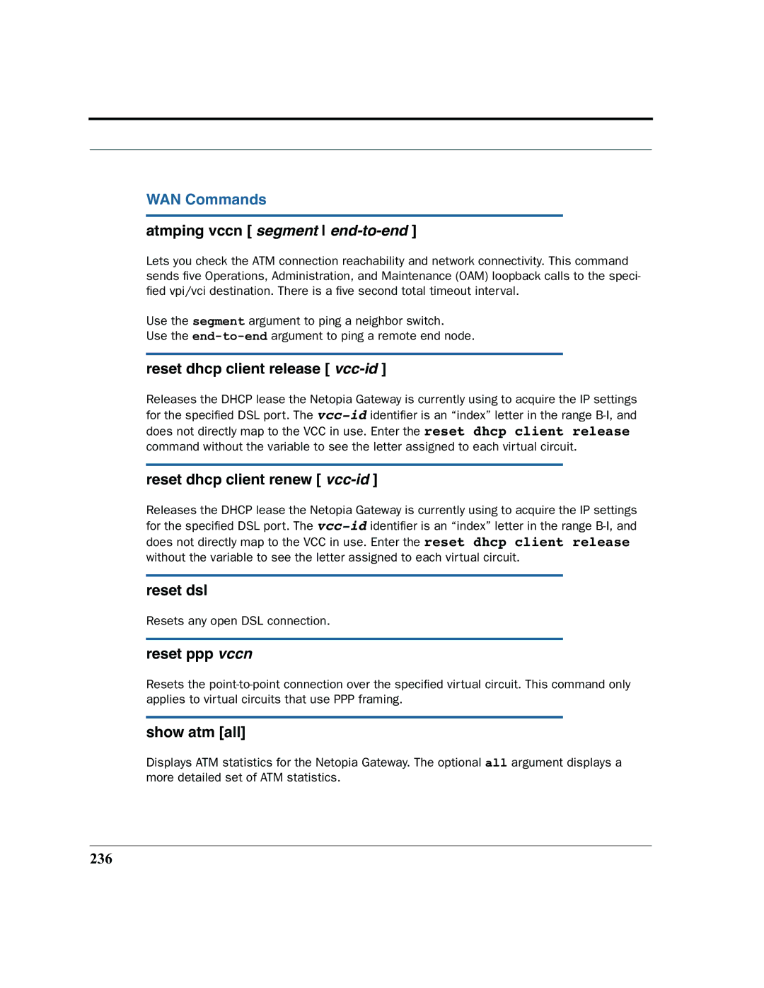 Netopia 2200 manual WAN Commands 